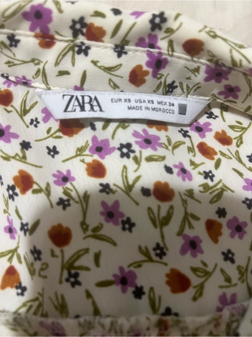 Zara Cream Floral Dress with Pink & Orange Blossoms